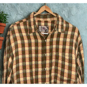 The Territory Ahead Textured Plaid Explorers Shirt Mens L Vintage 90s